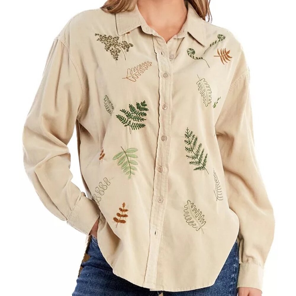 Billy T Leaf Embroidered Shirt - Size Small - New With Tags
